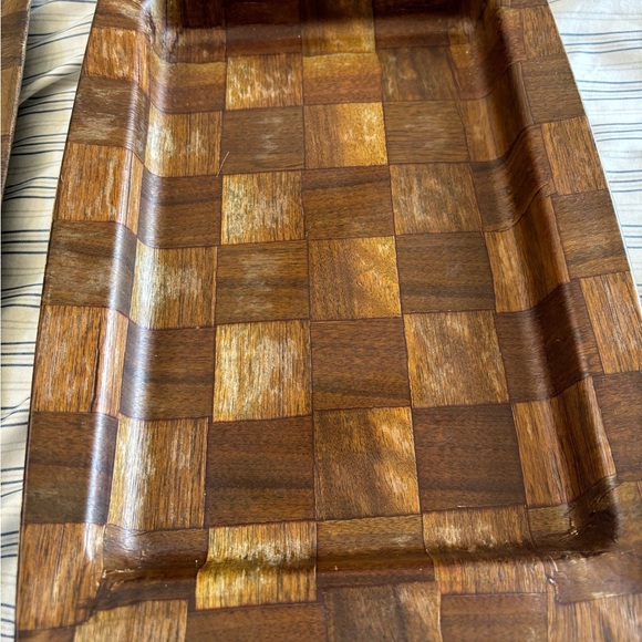 Wood Veneer Checkered Food Tray - Picture 1 of 7